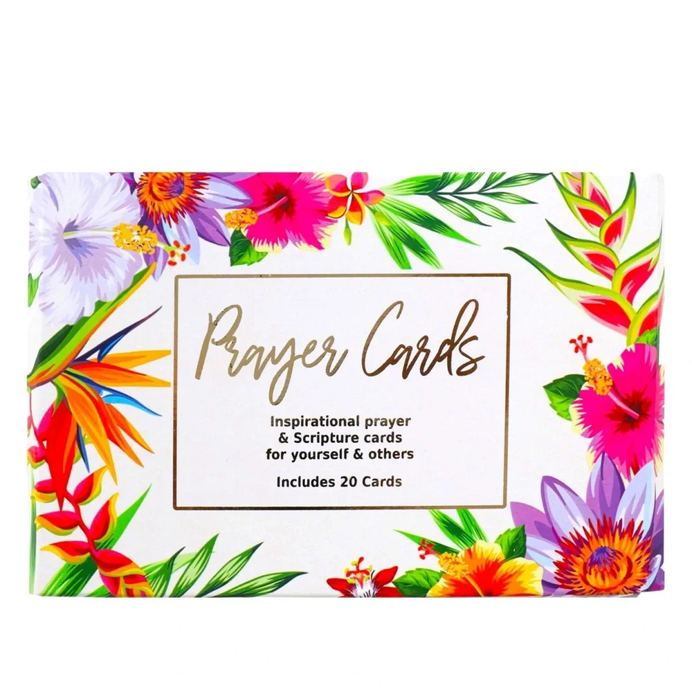 CrownJewlz Christian Tropical Floral Boxed Scripture Prayer Cards, 20 ct